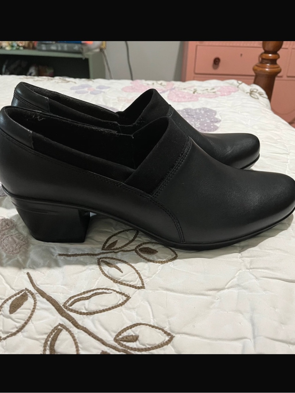 Clark’s Black Slip-On Block Heel Loafer
